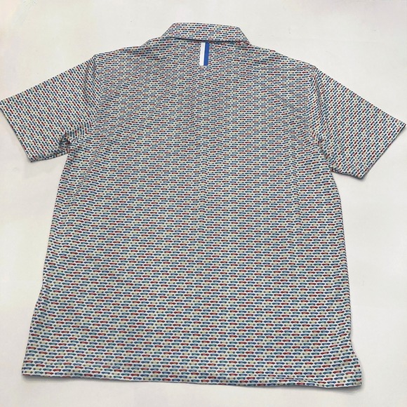 Rhoback Performance Polo All Over Print Mens Medium Golf White Sports Cars - Picture 3 of 9